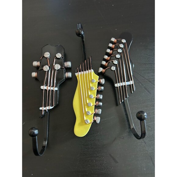 3 Packs Kungyo Guitar Head Shape Decorative Wall Hooks Rack Hangers In Box - Picture 1 of 8